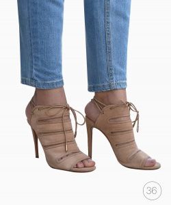 Sandalia Aquazzura Camurça Bege