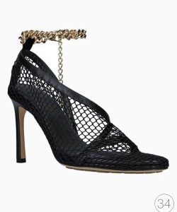 Sandália Bottega Veneta Mesh Nappa Chunky Chain Preta