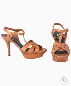 Sandália Yves Saint Laurent Classic Tribute 105 Caramelo