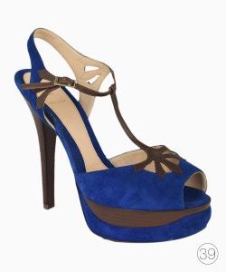 Sandália Fendi Plataform Camurça Azul e Marrom