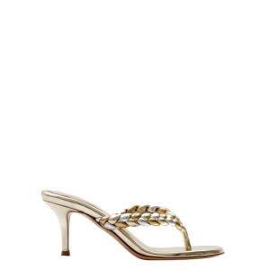 Sandália Gianvito Rossi Nappa Silk Metalizada Tam 39