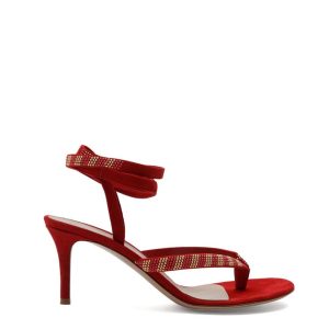 Sandália Gianvito Rossi Strass Vermelho Tam 385