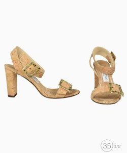 Sandália Jimmy Choo Bege Fivela com Pedrarias