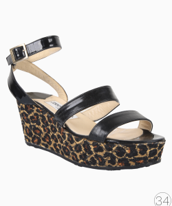 Sandália Jimmy Choo Wedge Animal Print Preta