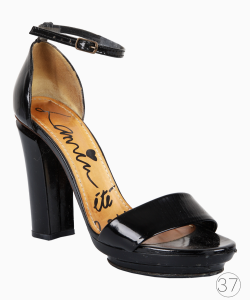 Sandália Lanvin Couro Verniz Preta
