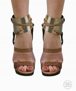 Sandália Lanvin de Couro Caramelo