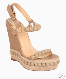 Sandália Louboutin Anabela Spikes Bege