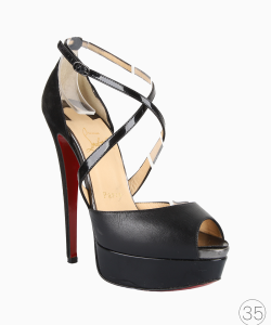 Sandália Louboutin Kid Cross Me 150  Couro Preta