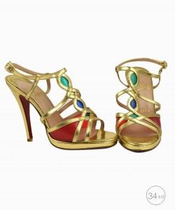 Sandália Louboutin Multicolored dourada
