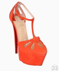 Sandália Louboutin Platform Camurça Laranja