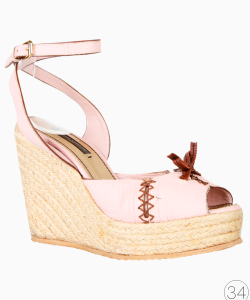 Sandália Louis Vuitton Anabela Ráfia Rosa
