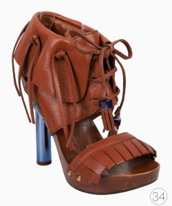 Sandália Louis Vuitton Franja Amarração Marrom