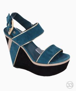 Sandália Louis Vuitton Platform Wedge Camurça Azul