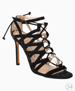 Sandália Manolo Blahnik Tiras Camurça Preta