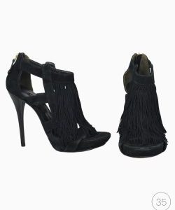 Sandália Pierre Balmain Preta com Franjas