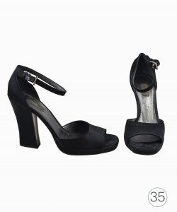 Sandália Prada de Cetim Preto