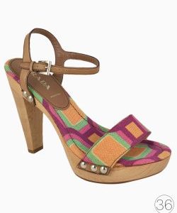 Sandália Prada Platform Madeira Estampada