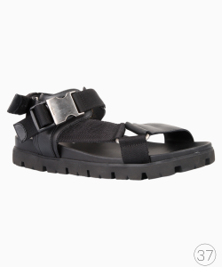 Sandália Prada Sporty Couro e Re-Nylon Preta