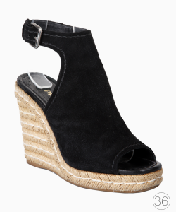 Sandália Prada Wedge Suede Ráfia Preta