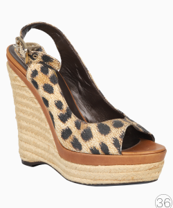 Sandália Roberto Cavalli Anabela Ráfia Animal Print