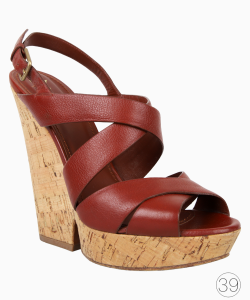 Sandália Saint Laurent Tiras Couro Terracota