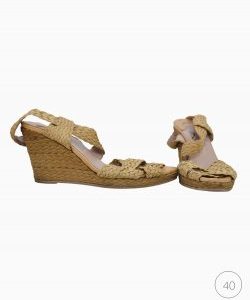 Sandália Salvatore Ferragamo Anabela Bege