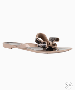 Sandália Valentino Rasteira Jelly Bow Preta e Nude