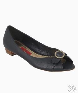 Sapatilha Carolina Herrera Peep Toe Azul Marinho