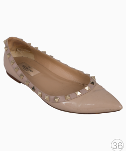 Sapatilha Valentino Rockstud Verniz Nude
