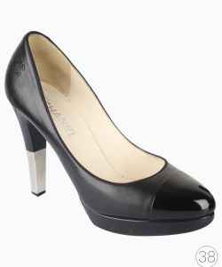 Sapato Chanel Cap Toe Couro Preto