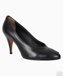 Sapato Chanel CC Couro Preto