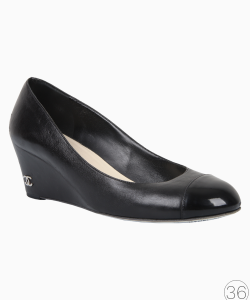Sapato Chanel Wedge Cap Toe Preto