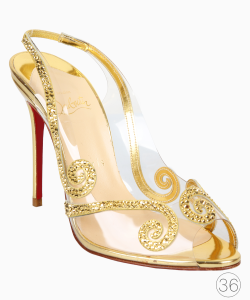 Sapato Christian Louboutin Au Hameau Strass Dourado
