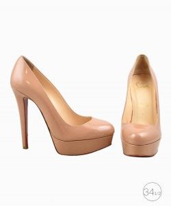 Sapato Christian Louboutin Bianca 120 Bege de Verniz