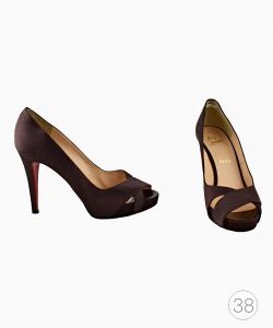 Sapato Christian Louboutin Cetim Marrom