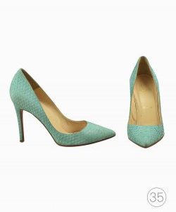 Sapato Christian Louboutin Phyton Verde Água