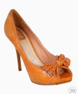 Sapato Dior Cannage Bow Verniz Laranja