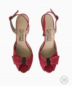 Sapato Ferragamo Peep Toe Couro Rosa
