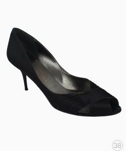 Sapato Ferragamo Peep Toe Satin Preto