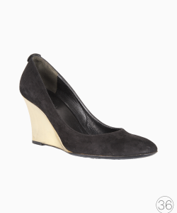 Sapato Gucci Camurça Wedge Preto e Dourado