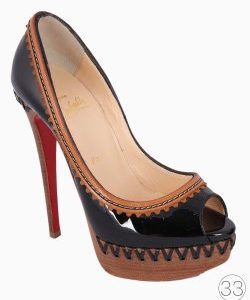 Sapato Louboutin Lady Peep Verniz Adornos Preto