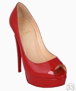 Sapato Louboutin Lady Peep Verniz Vermelho
