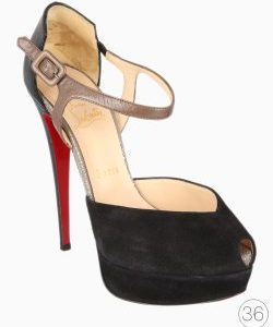 Sapato Louboutin Peep Toe Camurça Preto