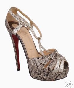 Sapato Louboutin Python Gliiter Dourado