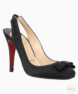 Sapato Louboutin Slingback Cetim Preto