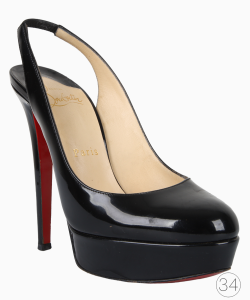 Sapato Louboutin Slingback Verniz Preto
