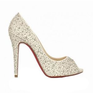 Scarpin Peep Toe Louboutin Branco Com Tachas Tam 385