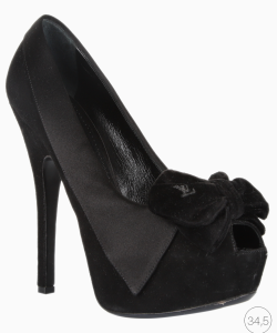 Sapato Louis Vuitton Peep Toe Bow Camurça Preto