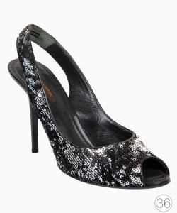 Sapato Louis Vuitton Peep Toe Slingback Paetê Bicolor