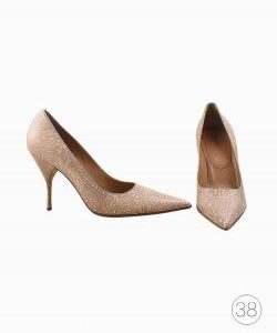 Sapato Miu Miu Floral de Couro Rosa
